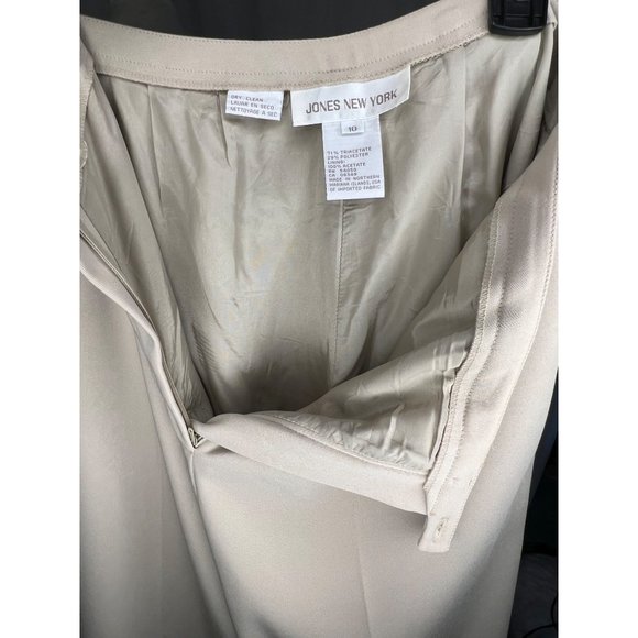 Jones New York dress pants size 10 beige fully lined wide leg zipper USA FLAW - Picture 8 of 16